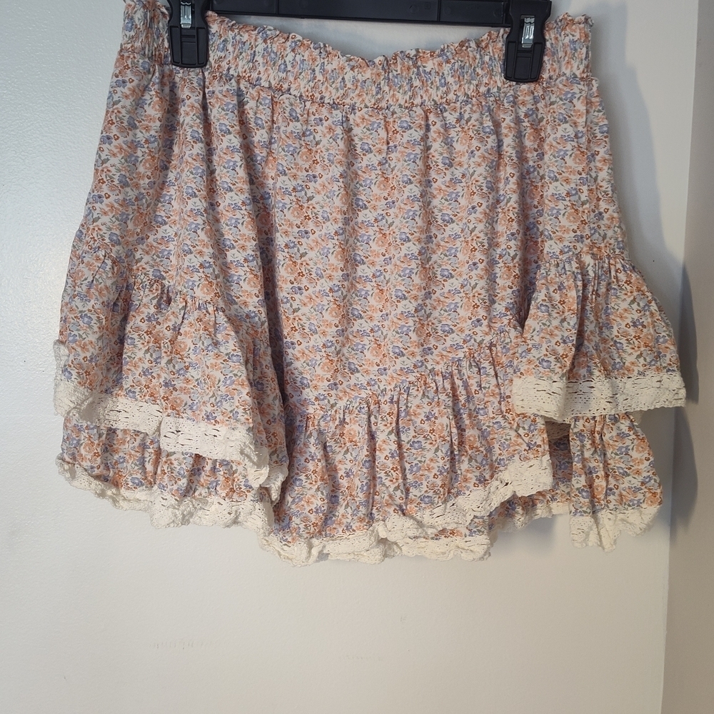Aeropostale Floral Ruffle Mini Skirt